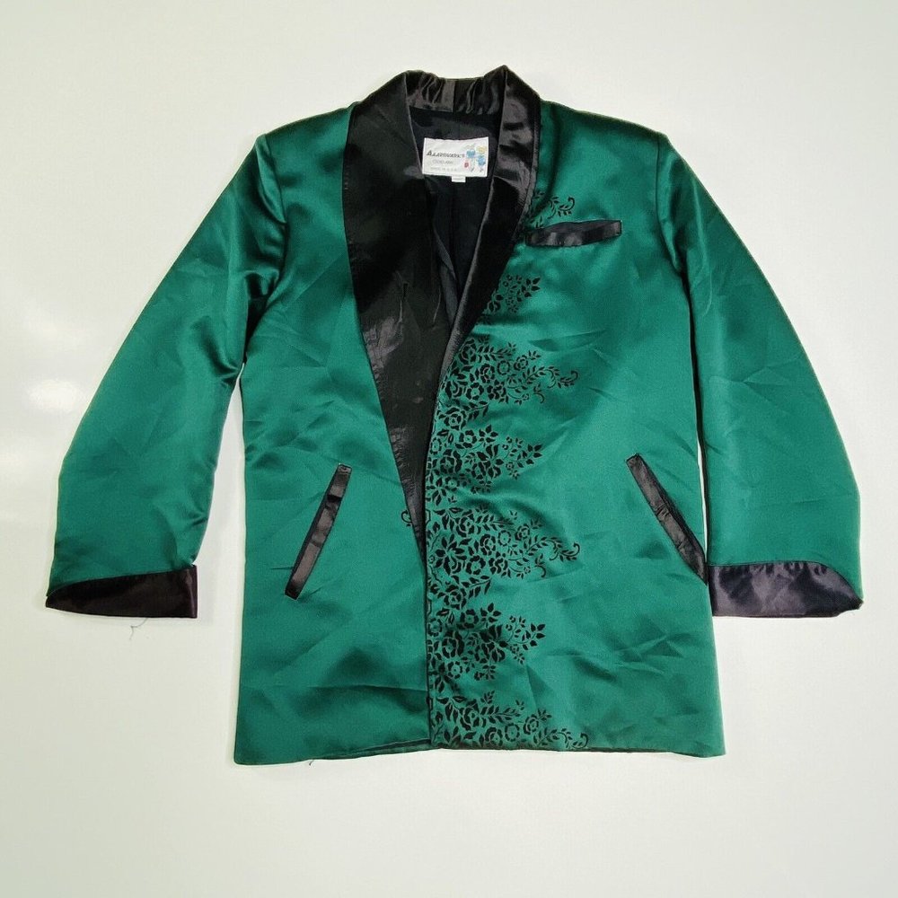 Vintage AAARDVARKS Odd Ark Jacket Sz Large Green Black Maitre D Coat Circus Cost